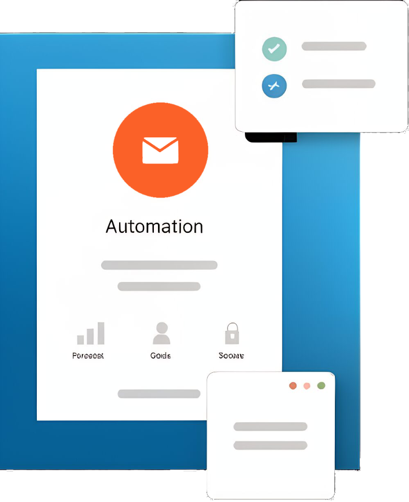 Automation dashboard with settings and tasks icons